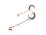 Earrings By Mariana Woman Half Moon and A Star Blue Swarovski Crystals - Image 2