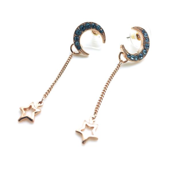 Earrings By Mariana Woman Half Moon and A Star Blue Swarovski Crystals
