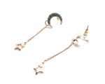 Earrings By Mariana Woman Half Moon and A Star Blue Swarovski Crystals - Image 3
