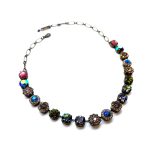 Necklace By Mariana Woman Flower Shape Blue, Green and Purple Swarovski Crystals - Image 3