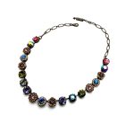 Necklace By Mariana Woman Flower Shape Blue, Green and Purple Swarovski Crystals