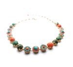 Necklace By Mariana My Treasures Coll. Shell, Opalite Minerals & Turquoise, Orange Austrian Crystals - Image 2