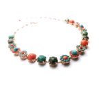 Necklace By Mariana My Treasures Coll. Shell, Opalite Minerals & Turquoise, Orange Austrian Crystals - Image 3