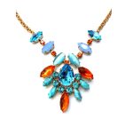 Mariana Necklace Oval Pendant Turquoise & Orange,Purple and Aqua Austrian Crystals Sarngetti Africa Coll. - Image 3