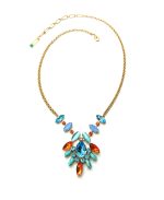 Mariana Necklace Oval Pendant Turquoise & Orange,Purple and Aqua Austrian Crystals Sarngetti Africa Coll. - Image 2