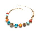 Necklace By Mariana Woman Turquoise Mineral and Orange and Aqua Swarovski Crystals - Image 3