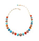Necklace By Mariana Woman Turquoise Mineral and Sunset Peach Swarovski Crystals - Image 3