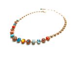 Necklace By Mariana Woman Bold Turquoise Mineral and Ovals Sunset Peach Swarovski Crystals - Image 3