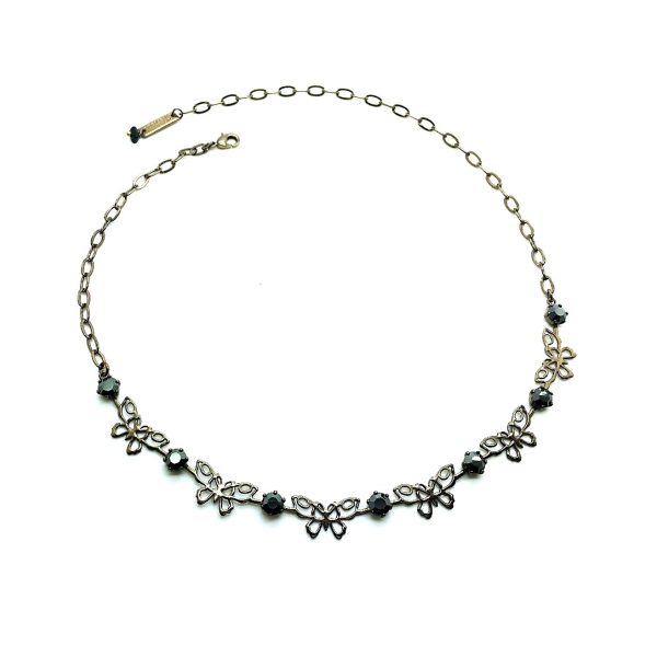 Necklace By Mariana Woman Beautiful Brass Butterflies Shape Hematite Swarovski Crystals