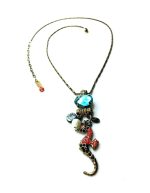 Mariana Necklace Pendant Seahorse, Oval Crystal & Blue Shell St Barts Caribbean Life Coll.