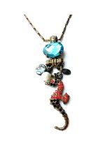 Mariana Necklace Pendant Seahorse, Oval Crystal & Blue Shell St Barts Caribbean Life Coll. - Image 3