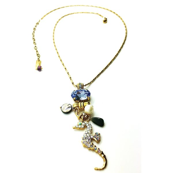 Mariana Necklace Pendant Seahorse & Velvet Oval St Lucia Caribbean Life Coll.