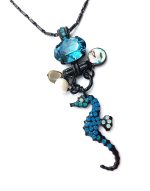 Mariana Necklace Pendant Seahorse and Blue Zircon Oval Crystal Bahamas Caribbean Life Coll. - Image 2