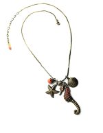 Necklace Pendant By Mariana Woman Seahorse and Shell Coral Mineral and Swarovski Crystals - Image 2
