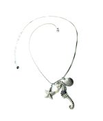 Mariana Necklace Pendant Seahorse & White Shell Black,White, Clear Crystals St Martin Caribbean Life Coll. - Image 2