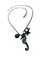 Mariana Pendant Necklace Seahorse Shape Howlite Chinese Turquoise Mineral Bahamas Caribbean Life Coll.