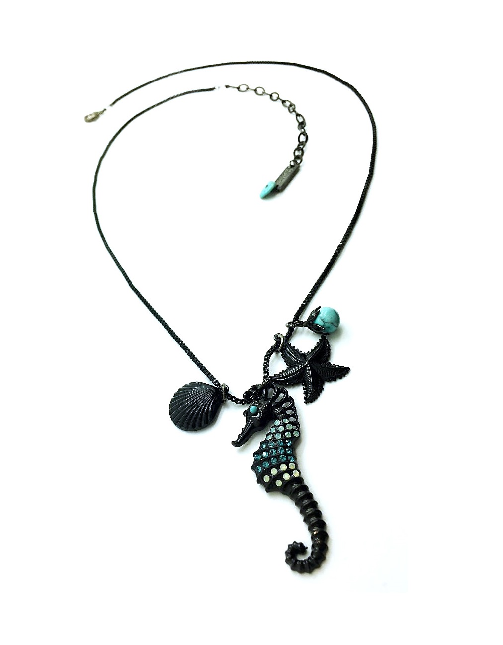 N-5073-M907-1-BO (1) Mariana Pendant Necklace Seahorse Shape Howlite Chinese Turquoise Mineral Bahamas Caribbean Life Coll. - Image 1