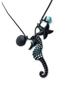 Mariana Pendant Necklace Seahorse Shape Howlite Chinese Turquoise Mineral Bahamas Caribbean Life Coll. - Image 2