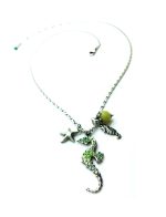 Necklace Pendant By Mariana Woman Sea Horse Apple Green Swarovski Crystals