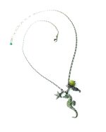 Necklace Pendant By Mariana Woman Sea Horse Apple Green Swarovski Crystals - Image 3