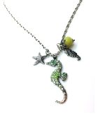 Necklace Pendant By Mariana Woman Sea Horse Apple Green Swarovski Crystals - Image 2