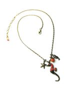 Mariana Pendant Necklace Seahorse,Starfish Coral Mineral & Swarovski Crystals St Barts Caribbean Life Coll. - Image 2