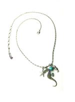 Mariana Pendant Necklace Seahorse Turquoise & Purple, Green Austrian Crystals Cuba Caribbean Life Coll. - Image 3