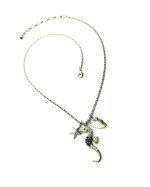Mariana Pendant Necklace Seahorse & Starfish Black,White & Clear Crystals St Martin Caribbean Life Coll. - Image 2