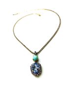 Necklace Pendant By Mariana Woman Turquoise and Purple Pair Shape Swarovski Crystals