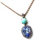 Necklace Pendant By Mariana Woman Turquoise and Purple Pair Shape Swarovski Crystals - Image 2