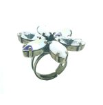Mariana Ring Beautiful Flower Shape Clear, White and Mirror Swarovski Crystals English Gold Plated - Image 2
