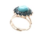 Mariana Ring Turquoise Mineral & Black Austrian Crystal Zanzibar Africa Coll.