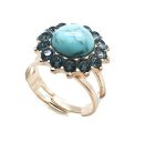 Mariana Ring Turquoise Mineral & Black Austrian Crystal Zanzibar Africa Coll. - Image 2