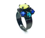 Mariana Ring Beautiful Yellow,Aqua & Blue Zircon Swarovski Crystals Fantasy Nirvana Coll. - Image 2