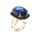 Mariana Ring Blue Cabochon & Swarovski Crystal Mood Indigo Caribbean Life Coll.