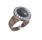 Mariana Ring Pyrite Mineral & Clear Austrian Crystals Zulu Africa Coll.