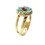 Ring By Mariana Woman Flower Shape Opal and Peridot Swarovski Crystals