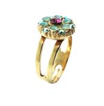 Ring By Mariana Woman Flower Shape Opal and Peridot Swarovski Crystals