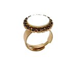 Mariana Ring White Shell and Black Swarovski Crystals Zulu Africa Coll. - Image 2