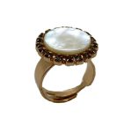 Mariana Ring White Shell and Black Swarovski Crystals Zulu Africa Coll. - Image 3