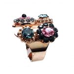 Mariana Ring Rose,Silver,Blue & Indian Sapphire Swarovski Crystals Madagascar Africa Coll.