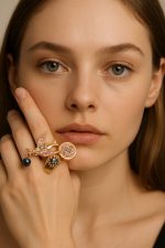 Ring By Mariana Woman Bird Shape Rose and Indian Sapphire Swarovski Crystals - Image 3