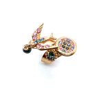 Ring By Mariana Woman Bird Shape Rose and Indian Sapphire Swarovski Crystals - Image 4