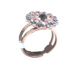 Ring By Mariana Woman Flower Rose and Indian Sapphire Swarovski Crystals - Image 3