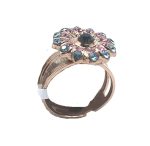 Ring By Mariana Woman Flower Rose and Indian Sapphire Swarovski Crystals - Image 2