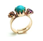 Mariana Ring Fuchsia, Turquoise & Topaz Swarovski Crystals Happy Day Nostalgia Coll. - Image 3