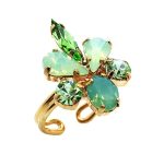 Ring By Mariana Caribbean Life Coll. Powder green, Opal, Peridot & Green Austrian Crystals - Image 2
