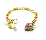 Bracelet By Mariana Woman Heart Shape Locket Pink and Opal Swarovski Crystals