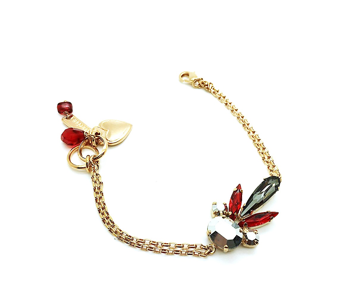 B-4030 4 245-2-RG (2) Mariana Bracelet Aquamarine Combo Silver and Red Austrian Crystals My Treasures Coll. - Image 1