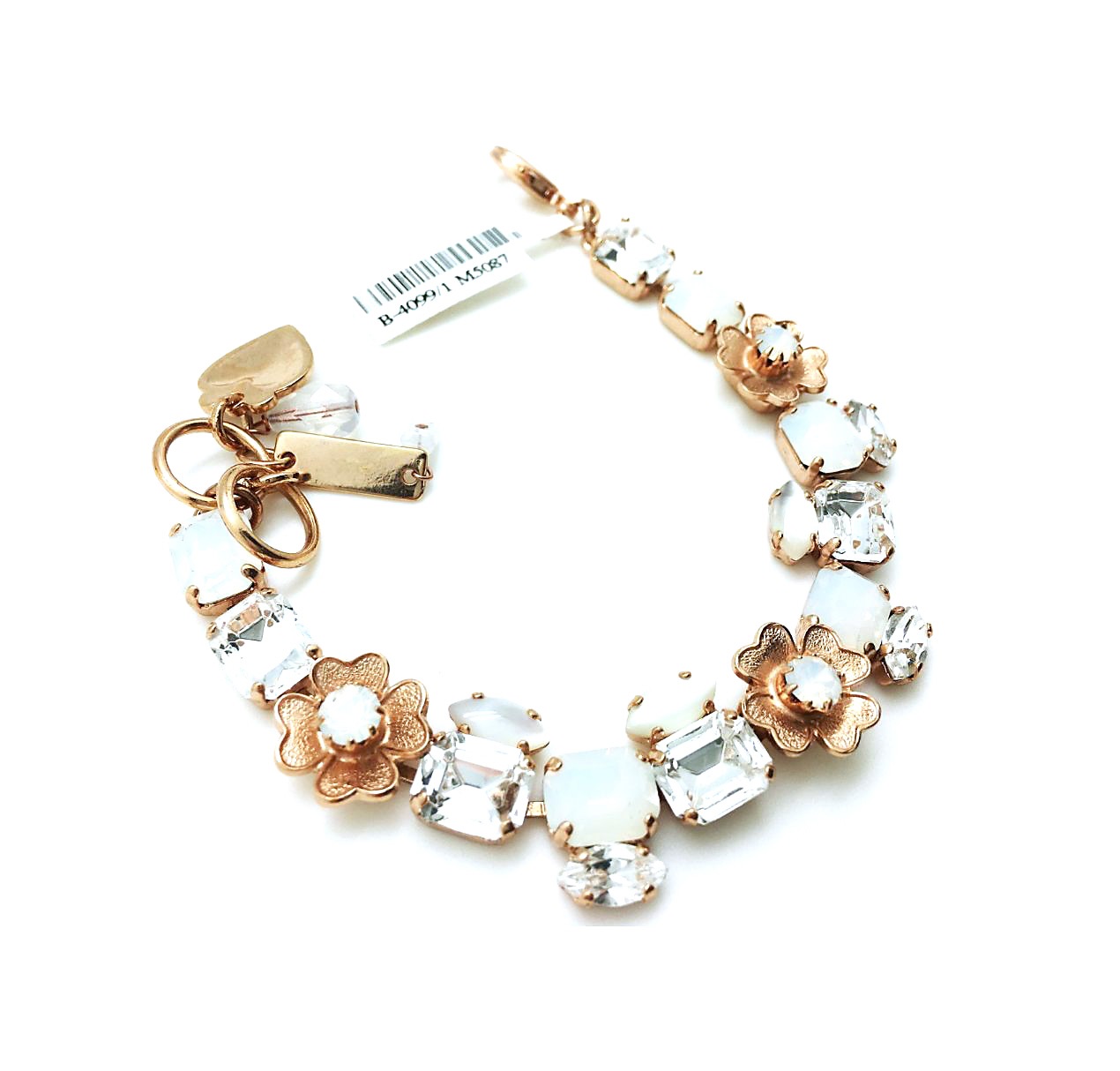 B-4099 1 M5087 (4) Mariana Bracelet White Shell and Flowers Shape Austrian Crystals My Treasures Coll. - Image 1